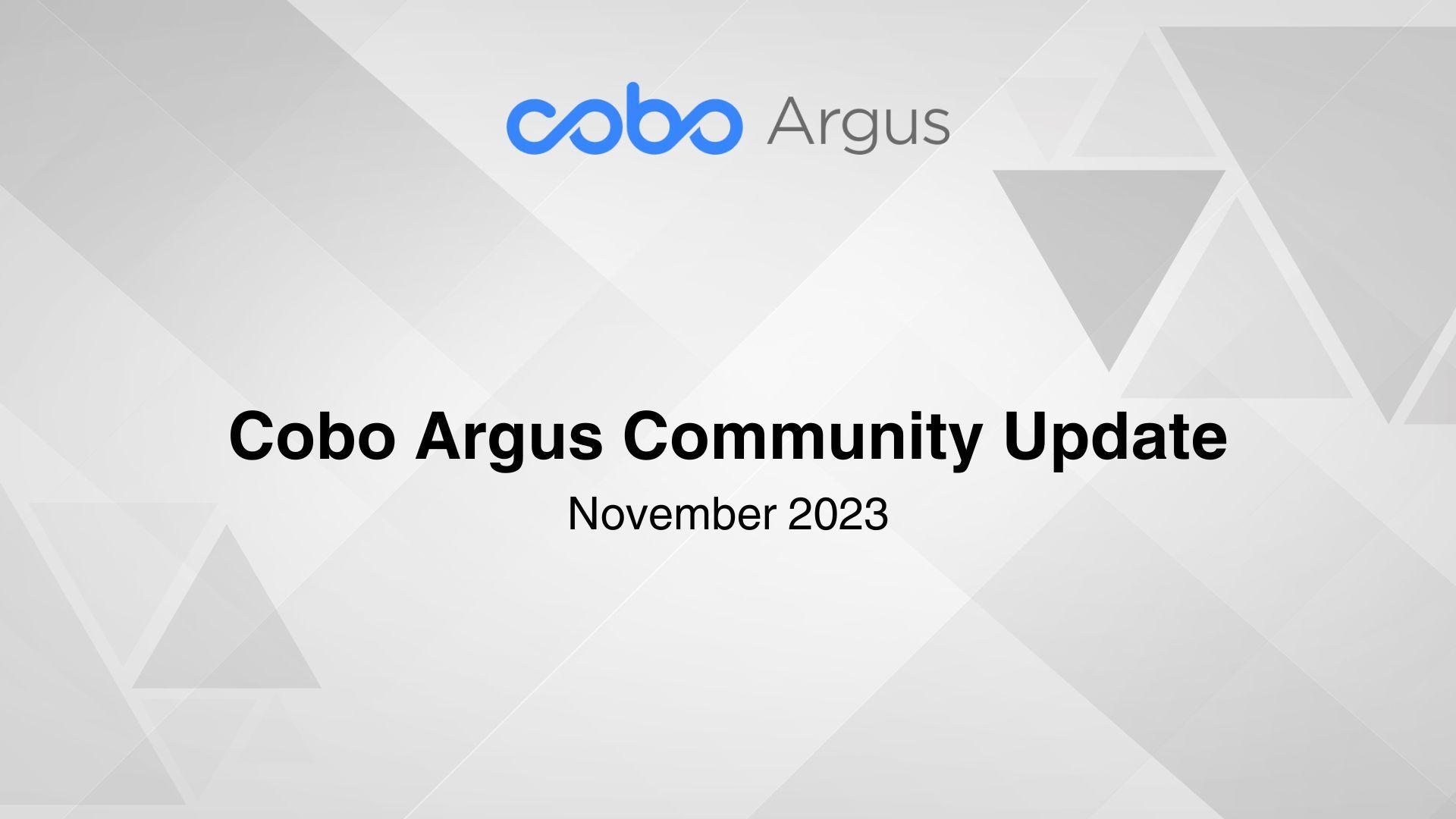 Cobo Argus Community Update – November 2023